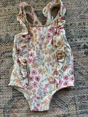 H&M Pink Floral Ruffle One-Piece Bathing suit